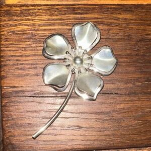 Vintage Silver Flower Brooch